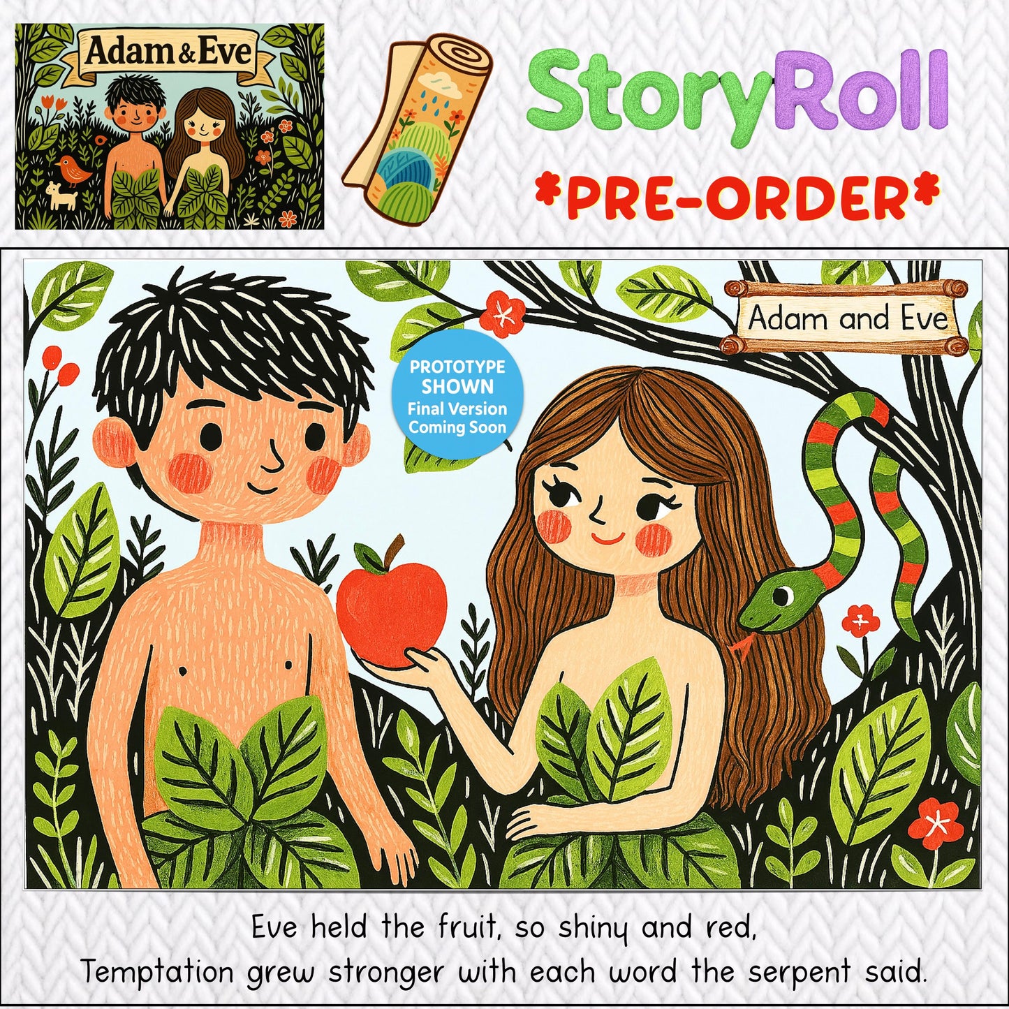 'Adam & Eve' StoryRoll™ *Pre-Order* for The PillowBible™